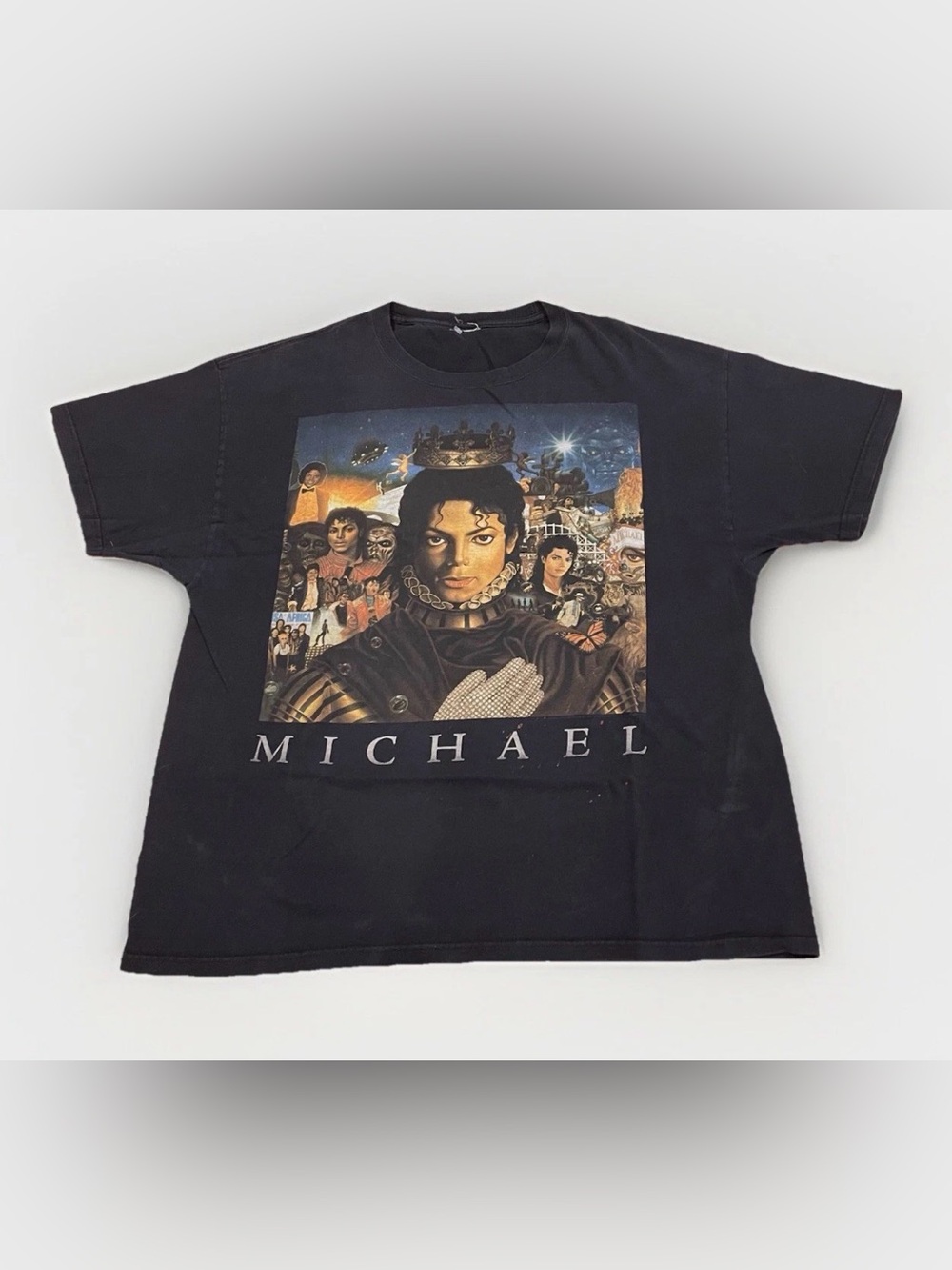 Vintage Michael Jackson T-Shirt Size XL Black Hanes King of Pop Graphic Band Tee